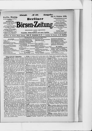 Berliner Börsen-Zeitung on Oct 6, 1891