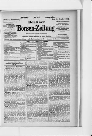 Berliner Börsen-Zeitung vom 10.10.1891