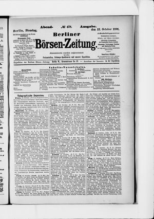 Berliner Börsen-Zeitung vom 13.10.1891