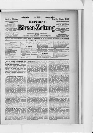 Berliner Börsen-Zeitung vom 26.10.1891