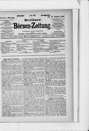 Berliner Börsen-Zeitung vom 27.10.1891