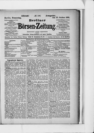 Berliner Börsen-Zeitung on Oct 29, 1891