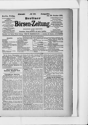 Berliner Börsen-Zeitung on Oct 30, 1891
