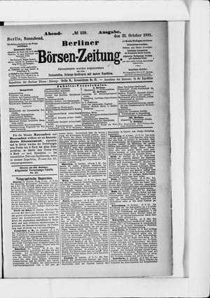 Berliner Börsen-Zeitung on Oct 31, 1891