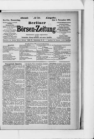 Berliner Börsen-Zeitung on Nov 5, 1891