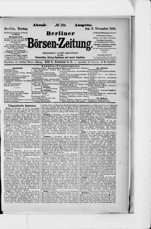 Berliner Börsen-Zeitung on Nov 9, 1891