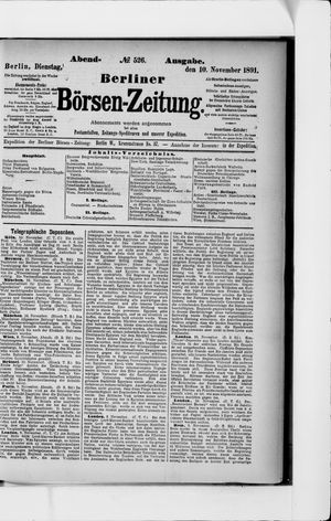 Berliner Börsen-Zeitung vom 10.11.1891
