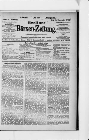 Berliner Börsen-Zeitung vom 11.11.1891