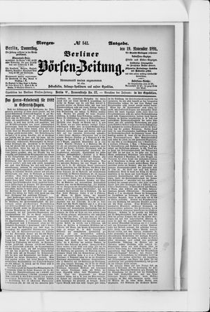 Berliner Börsen-Zeitung vom 19.11.1891