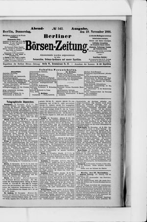 Berliner Börsen-Zeitung vom 19.11.1891