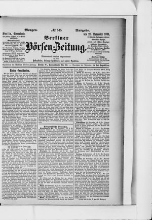 Berliner Börsen-Zeitung vom 21.11.1891