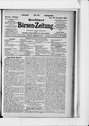 Berliner Börsen-Zeitung on Nov 23, 1891