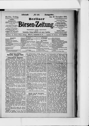 Berliner Börsen-Zeitung vom 27.11.1891