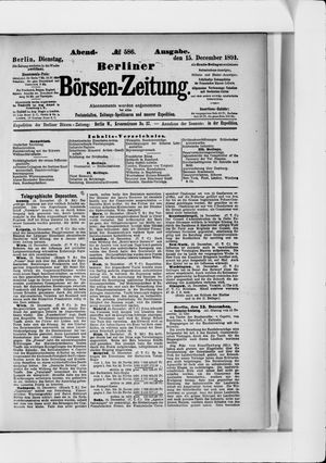 Berliner Börsen-Zeitung vom 15.12.1891