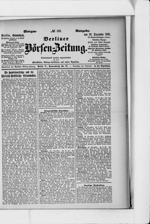 Berliner Börsen-Zeitung vom 19.12.1891