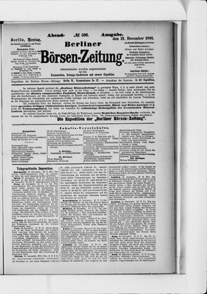 Berliner Börsen-Zeitung on Dec 21, 1891