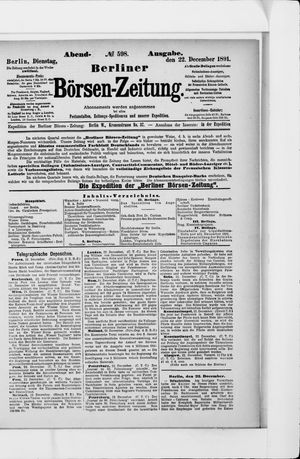 Berliner Börsen-Zeitung on Dec 22, 1891