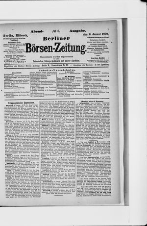 Berliner Börsen-Zeitung vom 06.01.1892