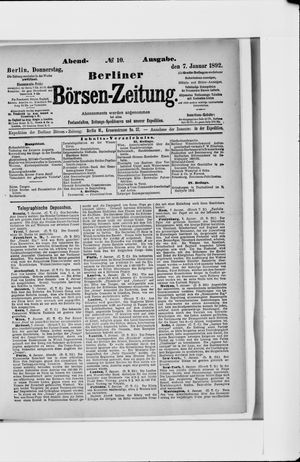 Berliner Börsen-Zeitung vom 07.01.1892