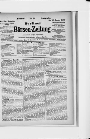 Berliner Börsen-Zeitung vom 19.01.1892