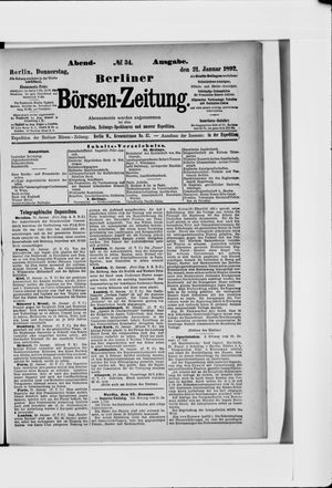 Berliner Börsen-Zeitung vom 21.01.1892