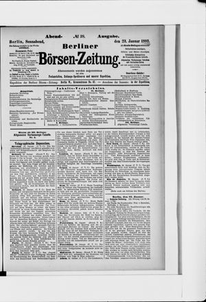 Berliner Börsen-Zeitung vom 23.01.1892