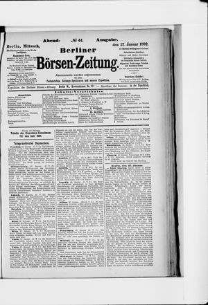 Berliner Börsen-Zeitung on Jan 27, 1892