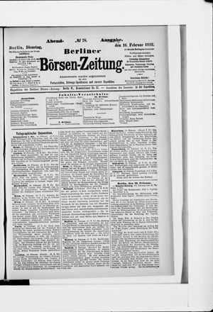 Berliner Börsen-Zeitung on Feb 16, 1892