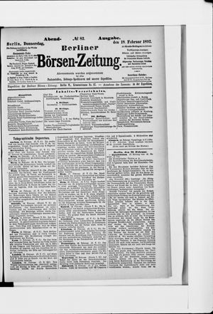 Berliner Börsen-Zeitung vom 18.02.1892