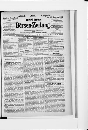 Berliner Börsen-Zeitung vom 20.02.1892