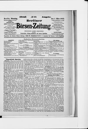 Berliner Börsen-Zeitung vom 01.03.1892