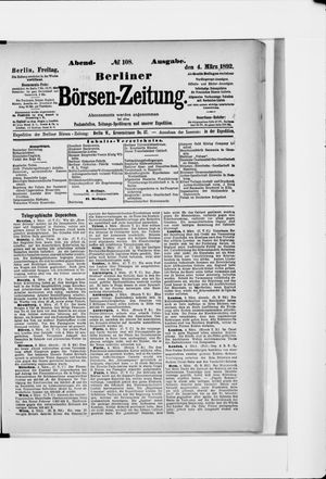 Berliner Börsen-Zeitung on Mar 4, 1892