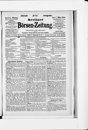 Berliner Börsen-Zeitung vom 07.03.1892