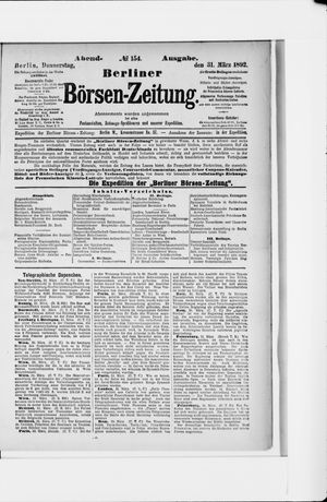 Berliner Börsen-Zeitung on Mar 31, 1892