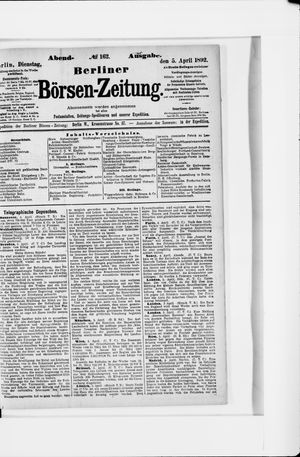 Berliner Börsen-Zeitung vom 05.04.1892