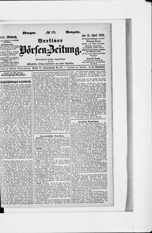 Berliner Börsen-Zeitung vom 13.04.1892