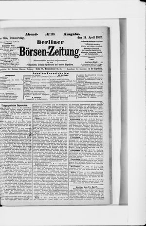 Berliner Börsen-Zeitung vom 14.04.1892