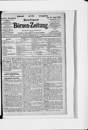 Berliner Börsen-Zeitung on Apr 23, 1892
