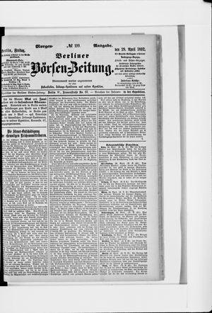Berliner Börsen-Zeitung on Apr 29, 1892