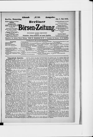 Berliner Börsen-Zeitung vom 05.05.1892