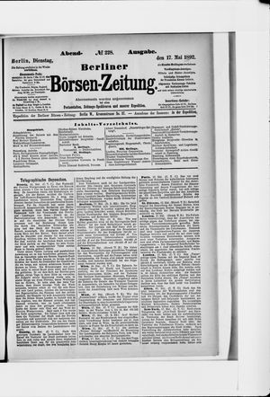 Berliner Börsen-Zeitung on May 17, 1892