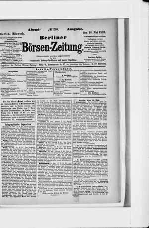 Berliner Börsen-Zeitung vom 18.05.1892