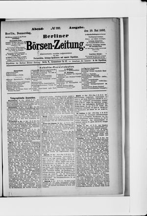 Berliner Börsen-Zeitung on May 19, 1892