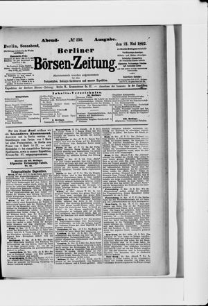 Berliner Börsen-Zeitung on May 21, 1892