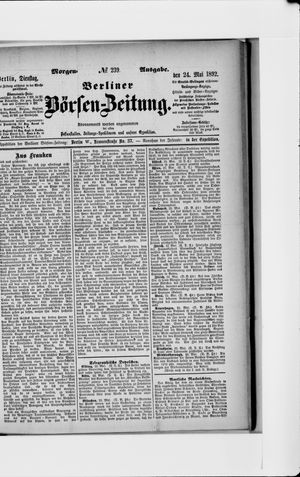 Berliner Börsen-Zeitung vom 24.05.1892