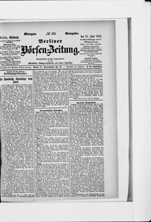 Berliner Börsen-Zeitung vom 15.06.1892