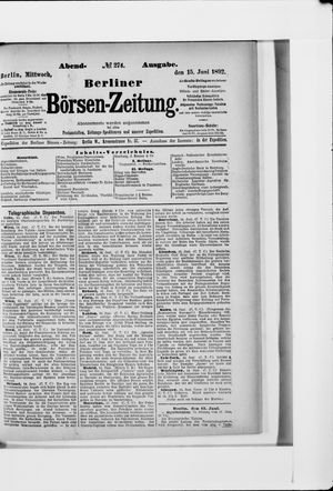Berliner Börsen-Zeitung on Jun 15, 1892