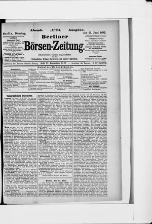 Berliner Börsen-Zeitung vom 21.06.1892
