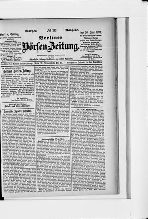 Berliner Börsen-Zeitung vom 26.06.1892