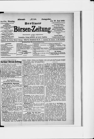 Berliner Börsen-Zeitung on Jun 28, 1892